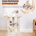 Happi N Pets 28" Cat Tree, Large Bed for Big Cats, Small Cat Tower with Soft Perch for Window Viewing, Stable Cat Tree Tower, Cat Scratching Post with Hammock, Removable Cover-Beige