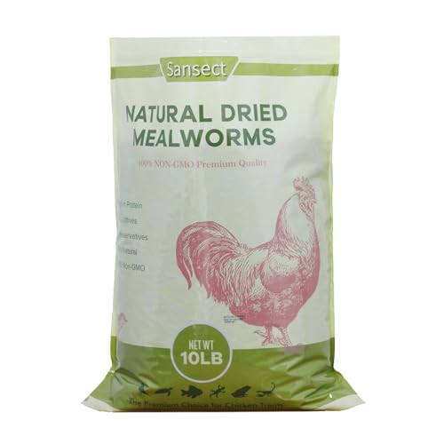 SANSECT 10 LB Dried Mealworms, 100% Natural, Non-GMO Mealworms for Chickens-High Protein Treats for Chickens, Ducks, Wild Birds