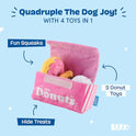 Barkbox Dog Toys – Barker’s Dozen Donuts Plush 4 in 1 Multi Part Interactive Dog Toy for Dogs & Puppies – Small