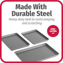 GoodCook Everyday Nonstick Baking Sheet Set, 3 Pack Includes Small (13×9) Medium (15×1) and Large (17×11) Pans Carbon Steel Construction Cookie Sheets Bakeware Set, Gray