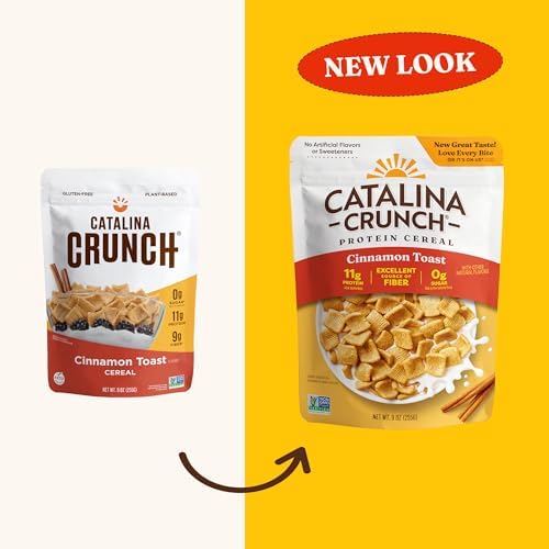 Catalina Crunch Protein Cereal | Sugar Free Breakfast Cereal with 11g of Protein | Gluten Free, Keto Friendly | Cinnamon Toast - 9 oz. Bag (Pack of 1)