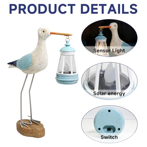 Solar Seagull Statues for Garden and Home Decor,Funny Garden Decor Beach,Pool,Patio,Lawn,Yard,Porch,Perfect Garden Gift