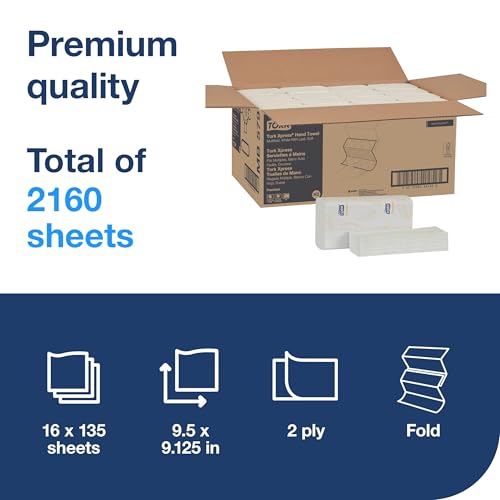 Tork Soft Xpress Multifold Paper Hand Towels, 16 Packs X 135 Towels, MB579 | Compatible with H2 Dispensers, 2-Ply, White, FSC Certified