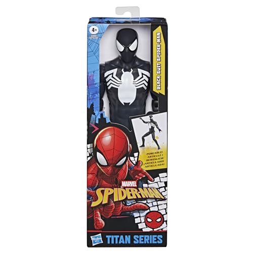 SPIDER-MAN Marvel Titan Series Black Suit Action Figure, 12-Inch-Scale (30 cm) Super Hero Toys for Kids Ages 4+