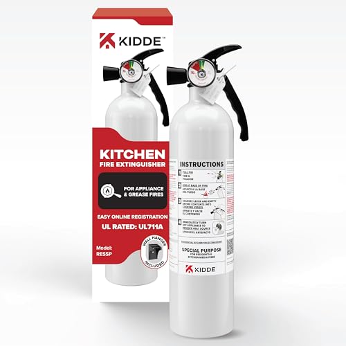 Kidde Kitchen Fire Extinguisher, 711A, RESSP | Home Extinguisher for Small Cooking Oil and Grease Fires in Residential Kitchens, 2.5 lb. Dry Chemical
