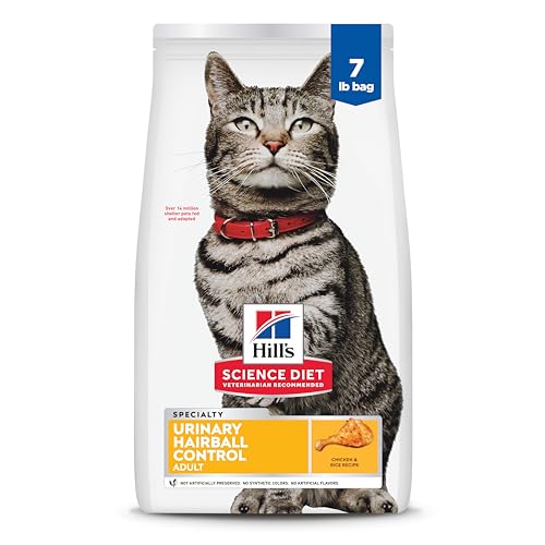Hill's Science Diet Adult Urinary & Hairball Control Dry Cat Food, Chicken, 7 lb. Bag (Updated Formula)