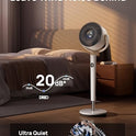 DREO Smart Fan for Bedroom, 120° +120° Omni-Directional Oscillating Fans, 100ft Quiet Pedestal Fan with RGB Light, 9 Speeds, 6 Modes, 20dB, 8H Timer, Wi-Fi/Voice/Alexa, 35-40" Floor Fans with Remote