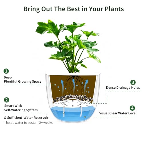 Melphoe 2 Pack Self Watering Hanging Planters Indoor Flower Pots, 6.5 Inch Outdoor Hanging Basket, Plant Hanger with 3Hooks Drainage Holes for Garden Home (Emerald)