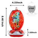 Muse Garden Glass Humming Bird Feeders for Outdoors - 27OZ Blown Glass Hummingbird Feeder - Unique Gift Mom Women Grandparents, Outdoors Hanging Garden Decor, Includes Ant Moat & Brush, Red Swirl