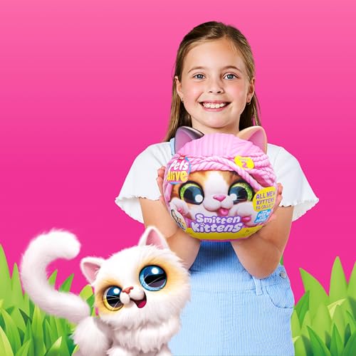Pets Alive Smitten Kittens Series 2 (Calico Cat) by ZURU – Interactive Plush Cat Toy with 10 Sounds, Surprise Unboxing, Soft Collectible Pet for Ages 3+
