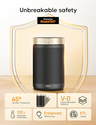 DREO Space Heater, Portable Electric Heaters for Indoor Use with Thermostat and Remote, 2024 Upgraded, Digital Display, 12H Timer, 5 Mode, 1500W PTC Ceramic Fast Safety Heat for Office Bedroom Home