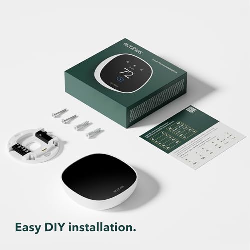 ecobee Smart Thermostat Essential - Energy Star Certified programmable Wi-Fi Thermostat - Works with Siri, Alexa, and Google Assistant