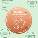 Bird Bath Purification Disk Pure Copper Outside Winter Solar Power Birdbath Heater Deicer Cage Hanging Bowl Metal Warmer Deck Railing Glass Concrete Ceramic Stone Stand Outdoor Fountain Station