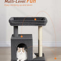 Cat Tree for Large Cat, 20.9 * 15.7in Large Perch Bed for Adult Cats, 22.8in Cat Tower with Scratching Post, Cat Condo with 2-Door for Indoor Cats, Dark Gray