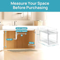 Vtopmart 4 Pack Bathroom Organizer, 2 Tier Clear Under Sink Organizers Vanity Countertop Storage Container,Cabinet Drawers Bins, Pull-Out Organization with Track for Pantry, Kitchen