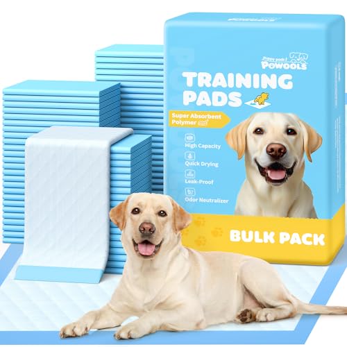 Powools Puppy Pads for Dogs, 34 x 28 in, 6-Layer, Leak-Proof, 100-Pack | X-Large Pee Pads for Dogs Potty Training, Quick-Dry Design, Wee Wee Pads for Dogs, Puppy Training Pads