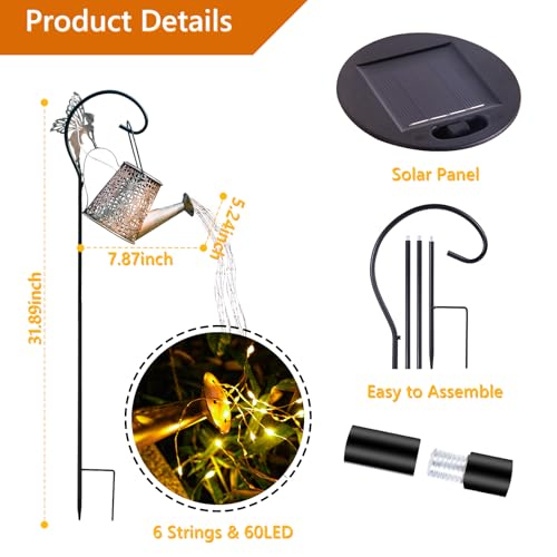 Solar Watering Can Light, Solar Outdoor Decorative,Garden Decor Lights | for Yard Patio Lawn Pathway Landscape, IP65 Waterproof, Garden Gifts for Mom, Grandma Women Birthday