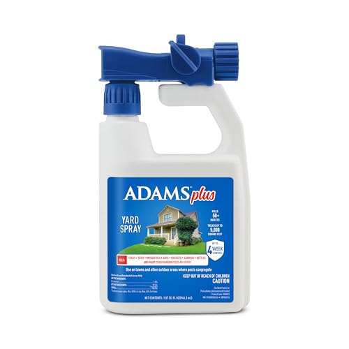 ADAMS Plus Flea and Tick Spray for Yard, Kills Fleas, Ticks, Mosquitoes, Ants and Many Other Listed Nuisance Pests, Treats Up to 5,000 Square Feet, Easy-To-Use Hose-End Spray, 32 Fluid Ounces