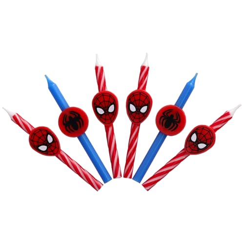 Marvel’s Spider-Man™ Birthday Cake Candles | 6 Birthday Candles for Cake Decorations, Red & Blue Candles, Cake Toppers for Spiderman Party
