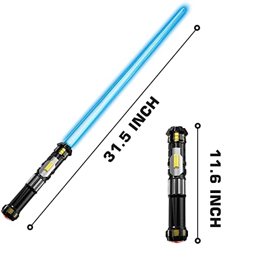 Cawiew 4 Pack Light up Sword Saber with FX Sound (on-Off Control) and Full Retractable Handle, 4 Colors LED Glow in The Dark Toy for Kids Adult
