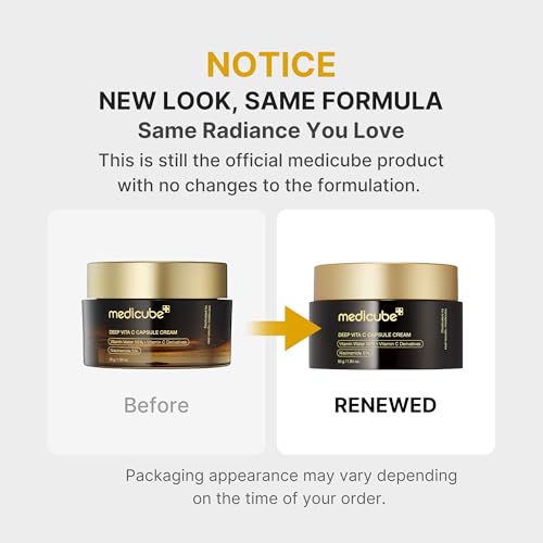 medicube Capsule Cream with Deep Vitamin C | Liposome Vitamin C Golden Capsule for Radiance & Firm-Looking Skin | Hydrating Glow Gel Texture | Korean Skincare, 1.94 oz