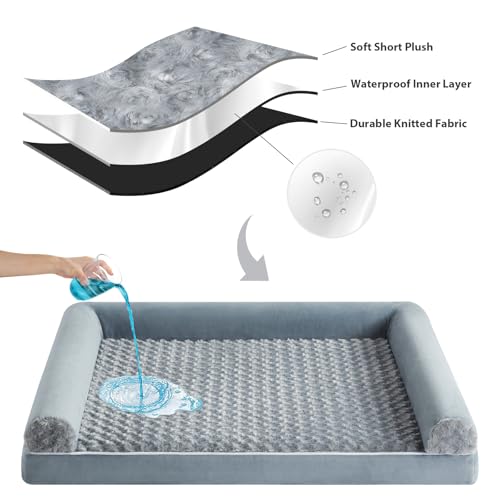 BFPETHOME Dog Beds for Large Dogs, Orthopedic Dog Bed for Medium Large Dogs,Big Waterproof Couch Pet Bed with Removable Washable Cover