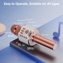 BONAOK Wireless Bluetooth Karaoke Microphone,3-in-1 Portable Handheld Karaoke Mic Speaker Machine Home Party Birthday for All Smartphones PC(Q37 Rose Gold)