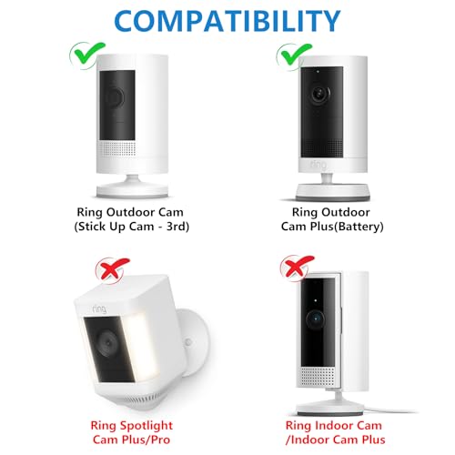 2Pack Adjustable Security Wall Mount Bracket for Ring Stick Up Cam & Ring Outdoor Cam Plus, Perfect View Angle for Your Surveillance Camera System - White
