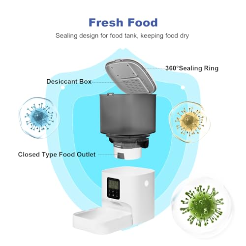 Automatic Cat Feeder, 4L Cat Food Dispenser with 10s Voice Recorder, Pet Feeder up to 8 Meals per Day, Timed Dog Feeder with Dry Food Sealed Ring