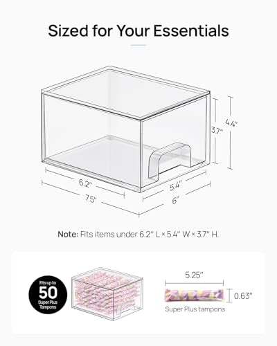Vtopmart 4 Pack Small Clear Stackable Storage Drawers for Desk, Countertop | Bathroom Makeup Accessories Organizer, Plastic Bins For Desk, Vanity, Undersink, Medicine Cabinet ,Home Organization