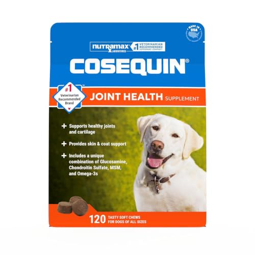 Nutramax Cosequin for Dogs Joint Health Supplement, Contains Glucosamine, Plus Chondroitin, MSM and Omega-3s, Supports Joint and Skin and Coat Health, Soft Chews, 120 Count
