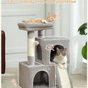PAWZ Road Cat Tree, 30 Inches Cat Tower with Dual Condos for Indoor Cats, Plush Cat House with Padded Perch, Scratching Ramp and Posts and Replaceable Balls-Gray