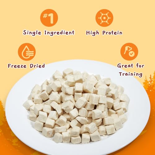 Jungle Calling Freeze Dried Chicken Cat & Dog Treats, Single Ingredient Chicken Bites for Cats & Dogs, High Protein Pet Training Treats, Edible Organic Food Topper, Approx 670 Pieces, 10.58 oz