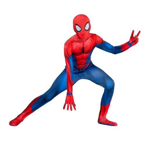Marvel Spider-Man Official Youth Deluxe Zentai Costume - Deluxe Two-Way Stretch Spandex with Invisible Zippers and Wrist Openings for Added Convenience (M)