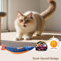 PetBusy Cat Toys with[5000mg A+Natural Catnip &Silvervine] [Baby Grade] Interactive Soft Chew Kicker Cat Toys for Indoor Cats & Kittens, [Crinkle &Bell] Fish Sound Toy, Drives Bored Cat Crazy with Fun