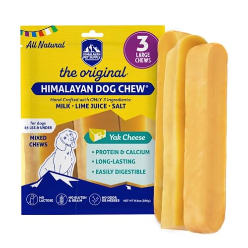 Himalayan Dog Chew Original Yak Cheese Dog Chews, The Better-For-You Chew, 100% Natural, Long Lasting, Healthy Safe Dog Treats, Lactose & Grain Free, Protein Rich, For Dogs 65 Lbs & Smaller, 3-Count