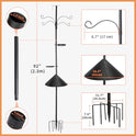 eWonLife 92 Inch Squirrel Proof Bird Feeder Pole with 9 Prongs Base, 1 Inch Dia Bird House Pole, Heavy Duty Bird Feeder Stand, Adjustable Shepherds Hooks for Outdoor with Squirrel Baffle Birdbath Tray