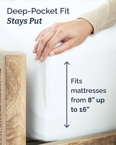 Twin XL 3 Piece Sheet Set - College Dorm Room Essentials - White | Deep Pocket Bed Sheets for Women, Men, Teens & Students, Soft, Cooling, Breathable & Wrinkle Free, Oeko-Tex Bed Sheet Set