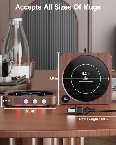 House Gem Mug Warmer - 36W Coffee Mug Warmer for Desk with Temperature Display, 2-12Hrs Auto Shut Off, Smart Candle Warmer - Ideal Coffee Gifts Accessories Keep Beverages Coffee Warmer (Wood) (Wood)