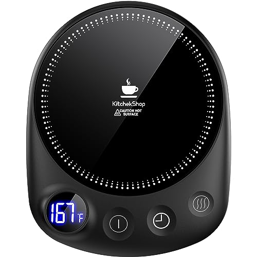 Coffee Mug Warmer - Fastest Heating & Highest Temperature, Coffee Cup Warmer for Desk Auto Shut Off, 4 Temp Settings & 1-12H Timer, Smart Electric Beverage Warmer for Coffee, Tea (Black)