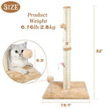 ANWA 32" Tall Cat Scratching Posts for Indoor Cats, 3-in-1 Vertical Cat Scratching Post with Plush Toys, Premium Sisal Post for Cats at All Ages with Reinforced Stable Base, Beige
