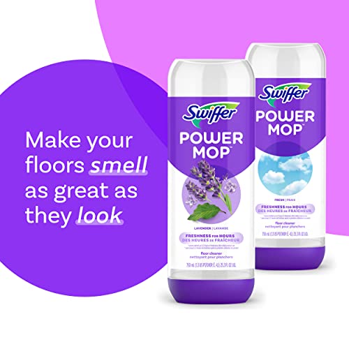 Swiffer Power Mop Refill Pack, Floor Cleaner for Mopping Tile, Vinyl, Laminate, Wood in Home, Bathroom, Kitchen, All Purpose Multi-Surface Cleaning, 5 Pads + 1 Lavender Solution