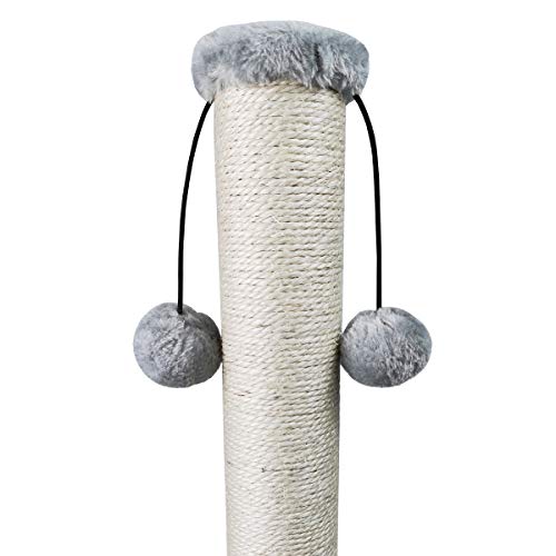 Dimaka 29'' Cat Scratching Post, Natural Sisal Rope Scratcher Post, Kitten Claw Scratch with 4 DanglingToy Balls for Large Cats (Grey)