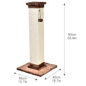 Basics Sturdy Cat Scratching Post for Indoor Cats & Kittens, Classic Single Post with Sisal Rope, Jute Fiber, Wood Base, Large (35.4"H), Brown