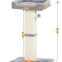 Karolpar 32" Cat Scratching Post for Indoor Cats, Sisal Cat Scratcher with Plush Perch, Large Scratch Post with Bed, Removable Cover, Sisal Fabric,Light Grey