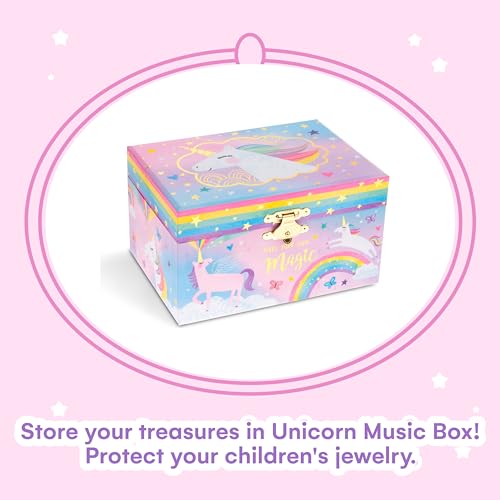 Jewelkeeper Jewelry Box for Girls, Cotton Candy Unicorn Musical Jewelry Boxes, The Beautiful Dreamer Tune and Spinning Unicorn Doll, Toys for Girls