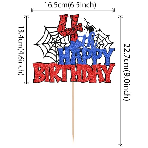 1 PCS Happy 4th Birthday Cake Topper Glitter Spider Web Cheers to 4 Years Four Birthday Cake Pick Superhero Spider Party Decorations for Boys Girls Happy 4th Birthday Party Cake Decorations Supplies