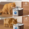 Stainless Steel Cat Water Fountain, 2.8L with 20dB Ultra-Quiet Pump- Ideal for Timid Pets, LED Water Level Window, Dishwasher Safe, 24/7 Circulation- Includes 3 Replacement Filters