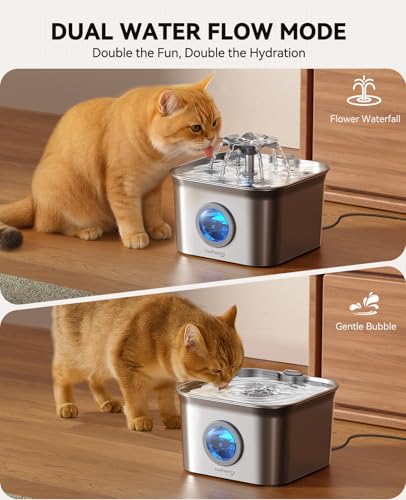 Stainless Steel Cat Water Fountain, 2.8L