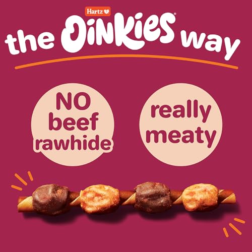 Hartz Oinkies Hearty Kabobs Rawhide‑Free Dog Treats, High‑Protein, Long‑Lasting Highly Digestible Chews Made with Real Chicken, Duck, Sweet Potato & Carrot, 18 Count